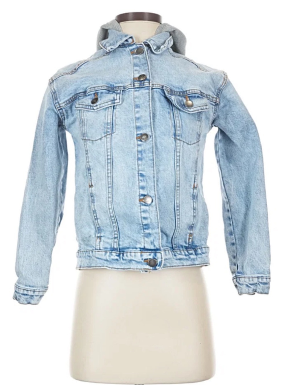 Treasure & Bond Kids' Hooded Denim Jacket in River Wash